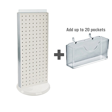 Azar Displays 20 Pocket Revolving Pegboard Gift Card Kit for Countertop 8" x 21" 700505-WHT